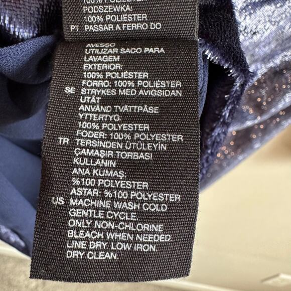 & Other Stories Shimmer Velvet Mini Long Sleeve Dress Blue 0 - Picture 10 of 13